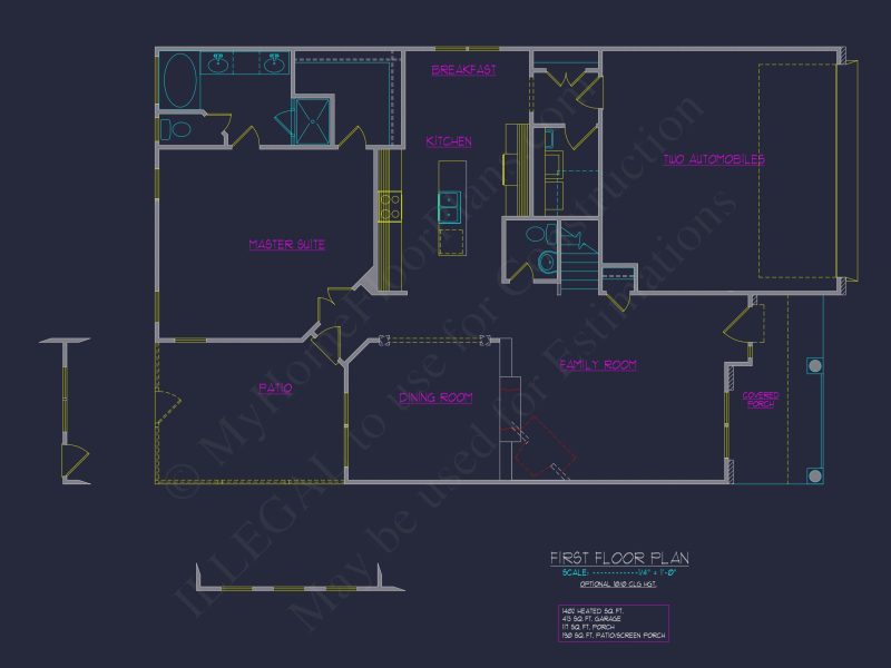 Modern Craftsman house Design - 5 Bed, 2-Car Garage Floor Plan