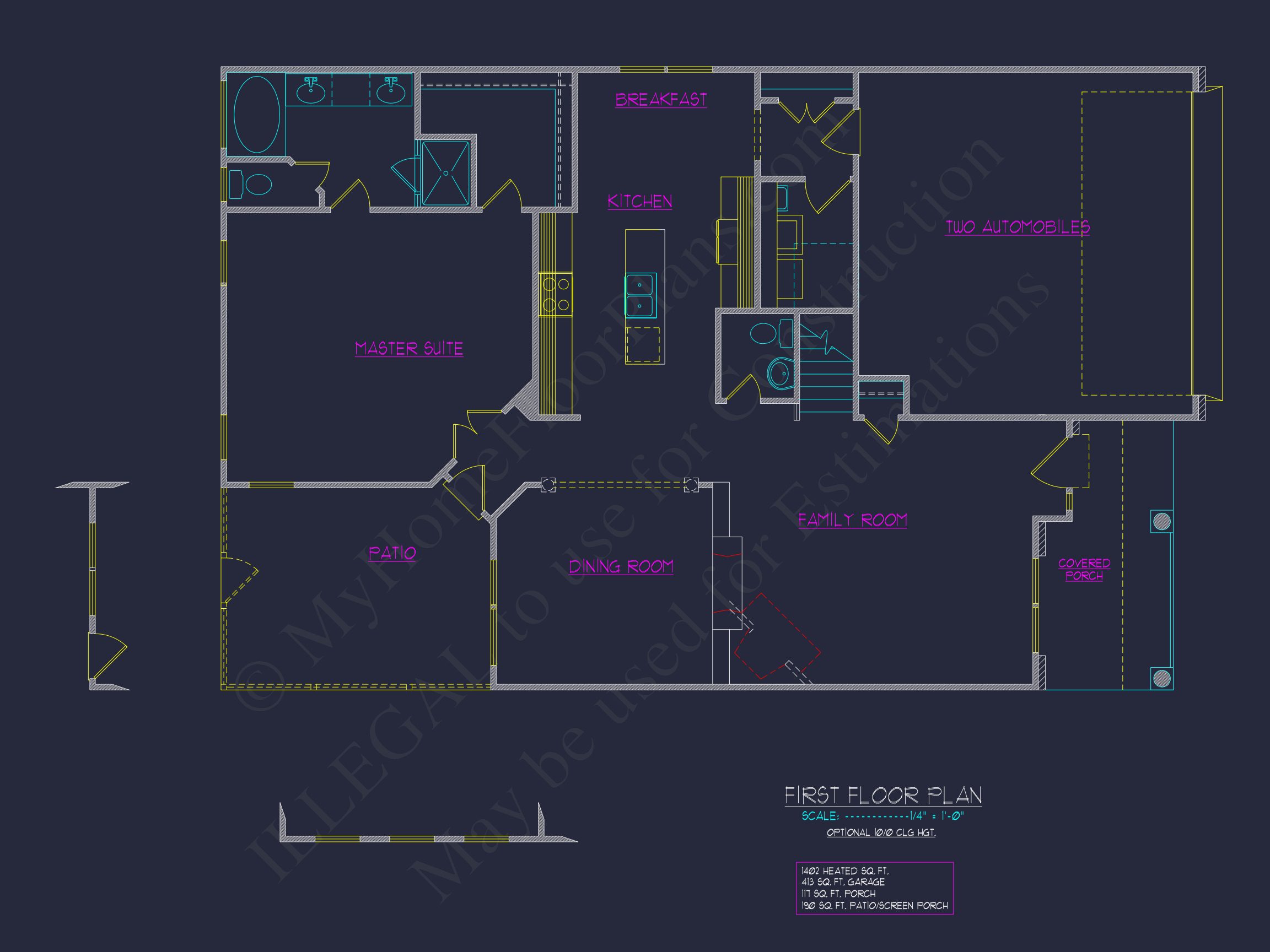 Modern Craftsman house Design - 5 Bed,2-Car Garage Floor Plan