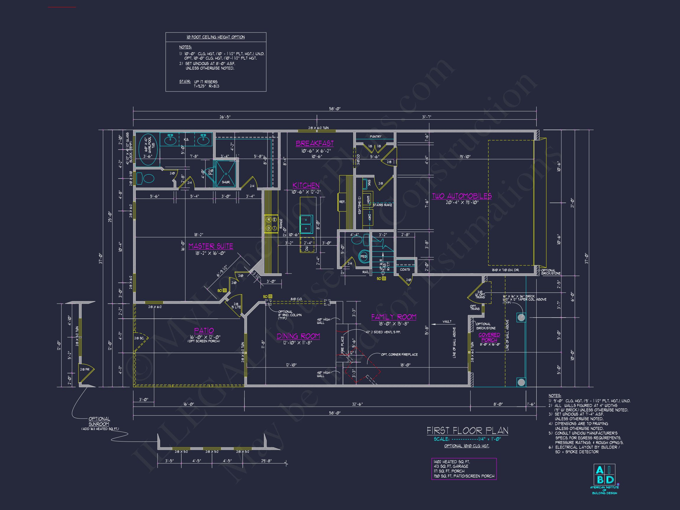 Modern Craftsman house Design - 5 Bed,2-Car Garage Floor Plan