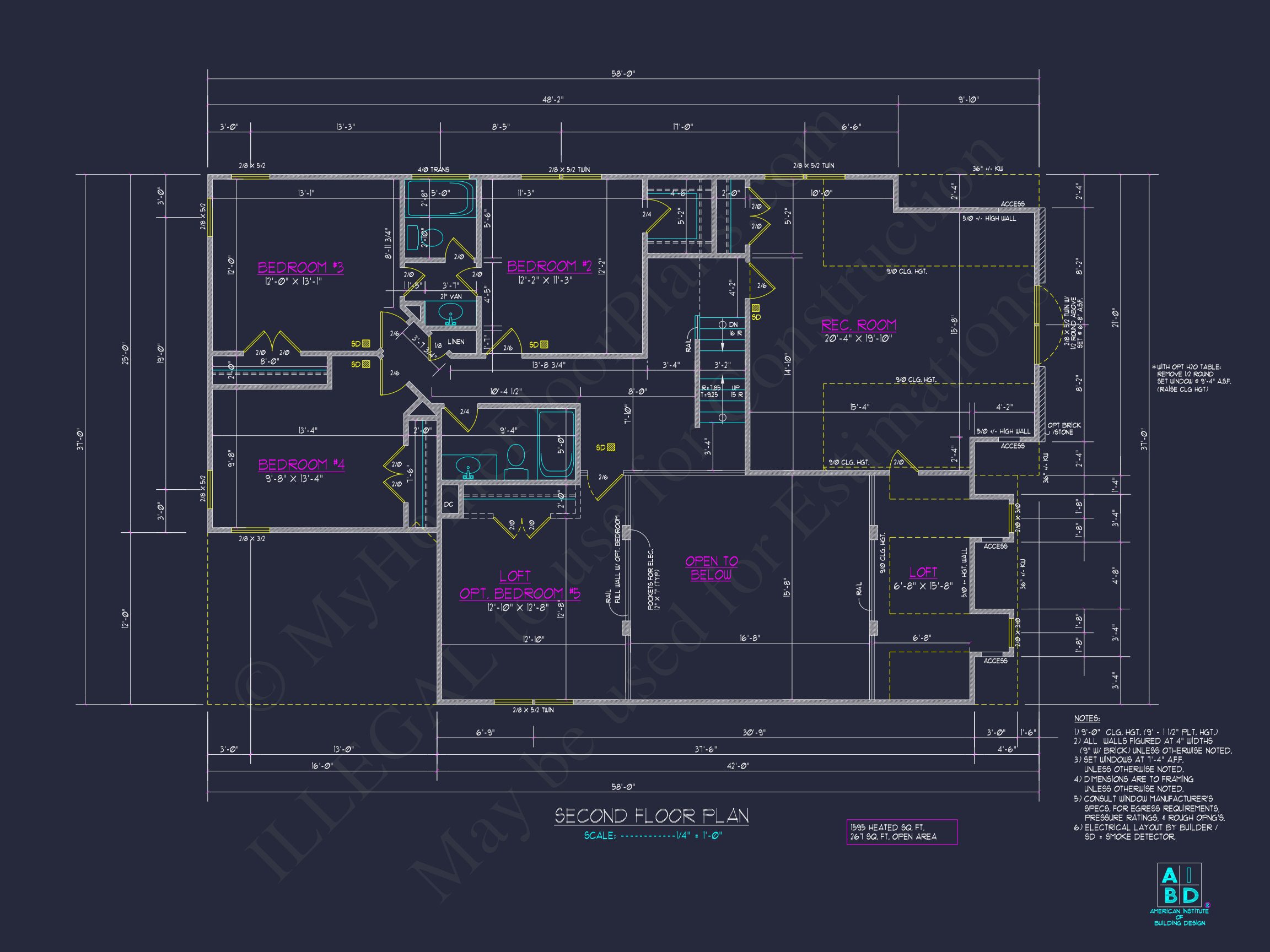 Modern Craftsman house Design - 5 Bed,2-Car Garage Floor Plan