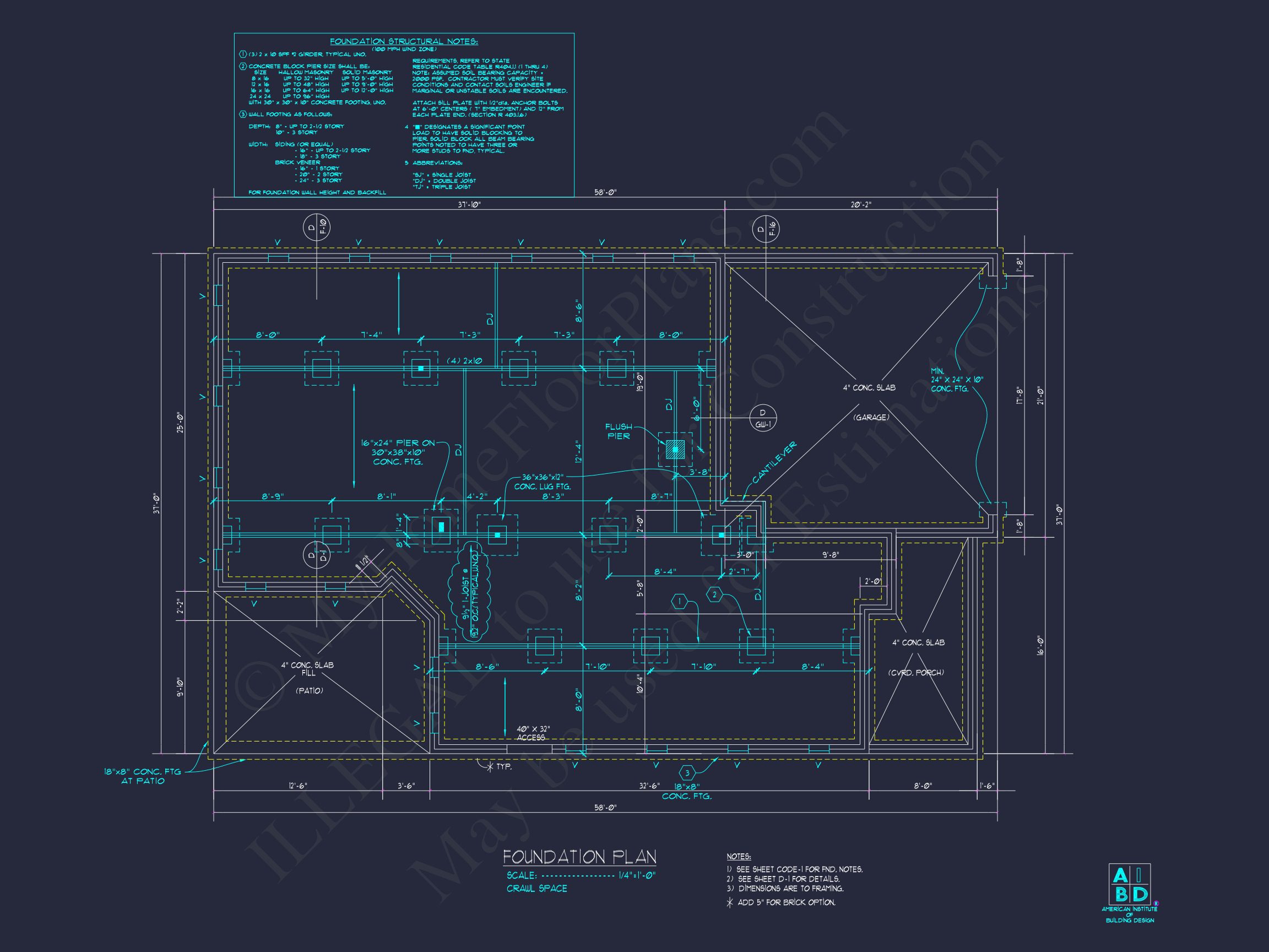 Modern Craftsman house Design - 5 Bed,2-Car Garage Floor Plan