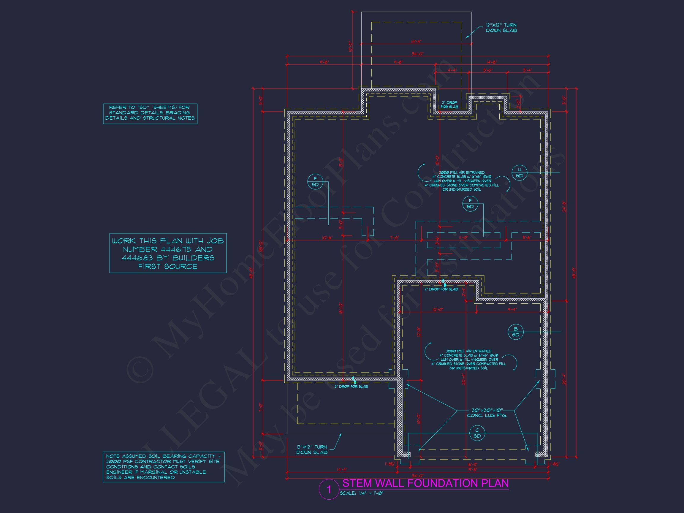 Modern Craftsman house Floor Plan: 4 Bedrooms,2.5 Baths
