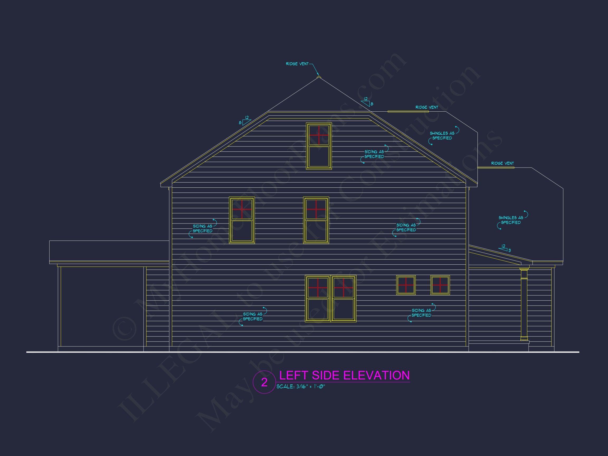 Modern Craftsman house Floor Plan: 4 Bedrooms,2.5 Baths