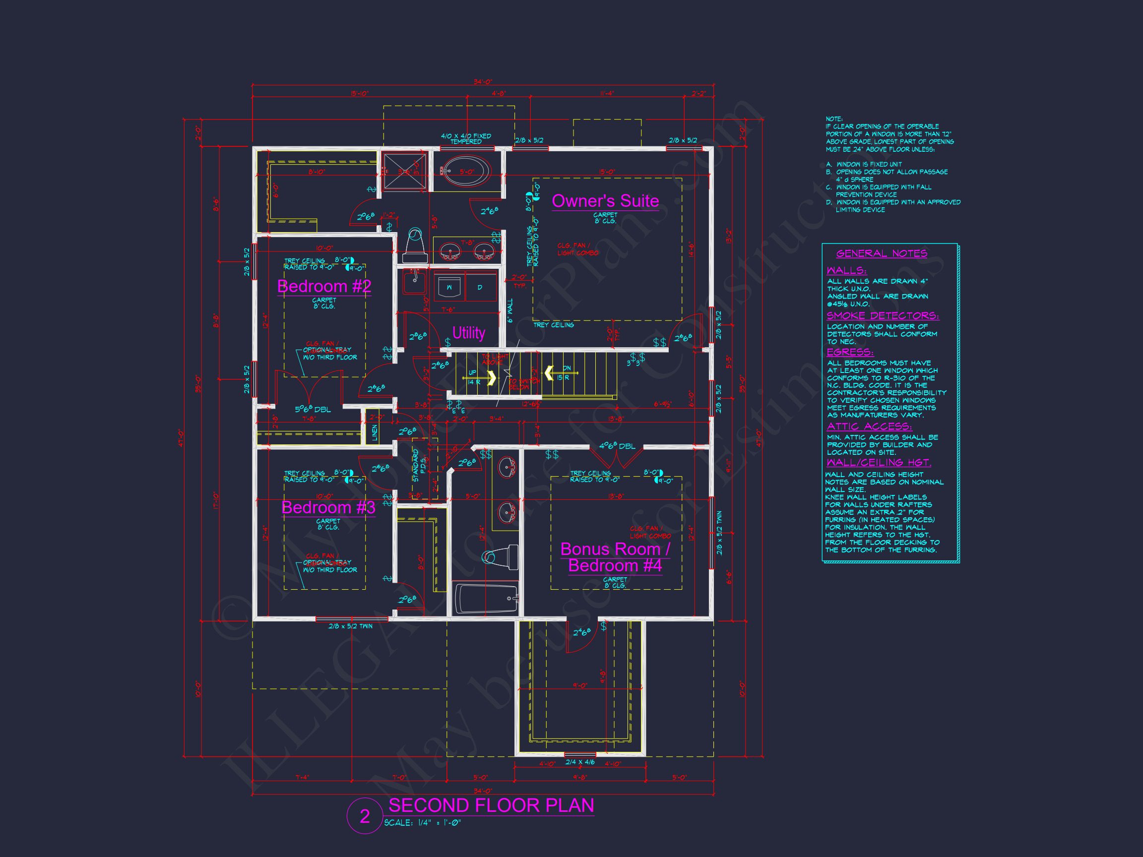 Modern Craftsman house Floor Plan: 4 Bedrooms,2.5 Baths