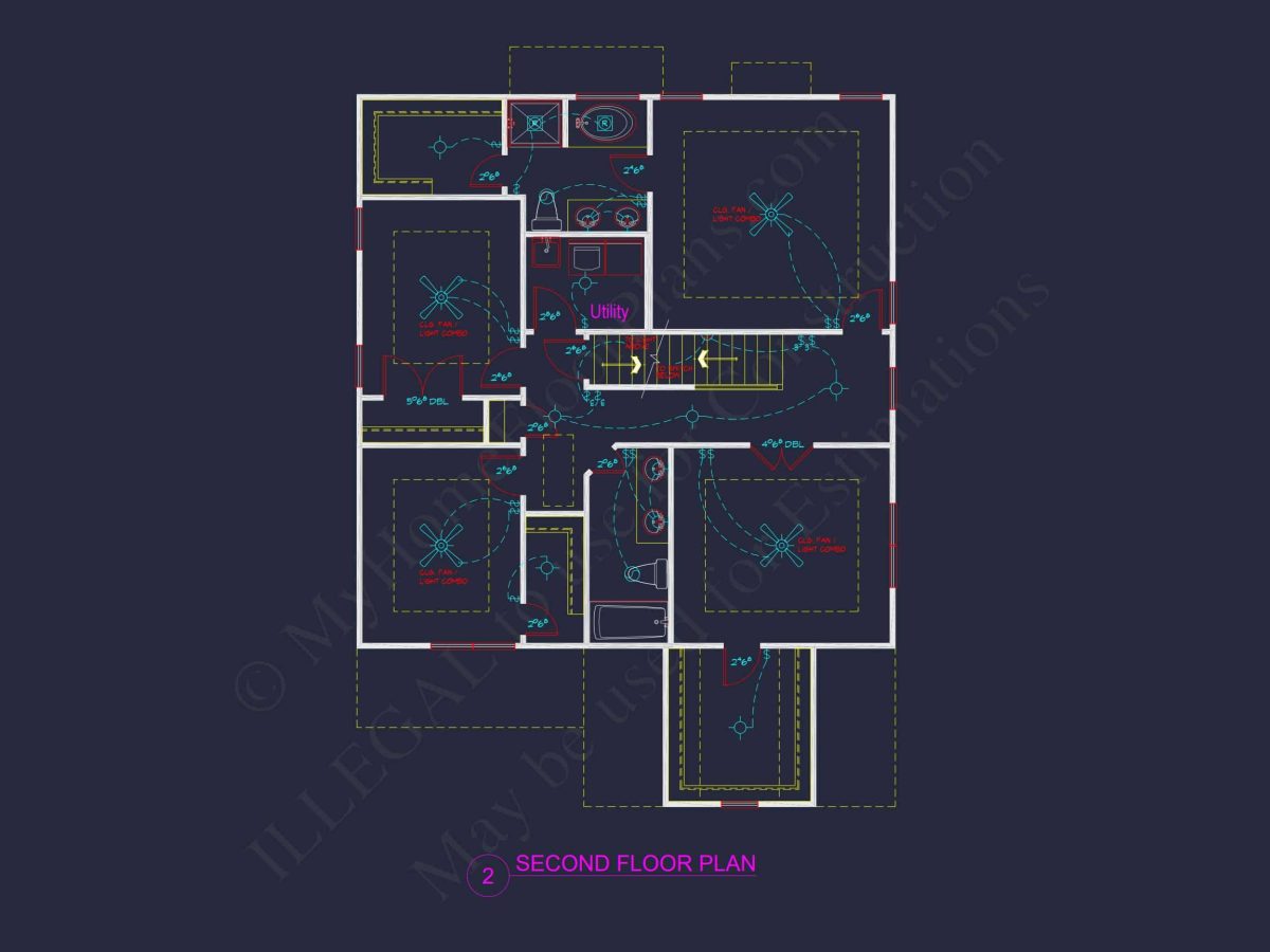 Modern Craftsman house Floor Plan: 4 Bedrooms, 2.5 Baths