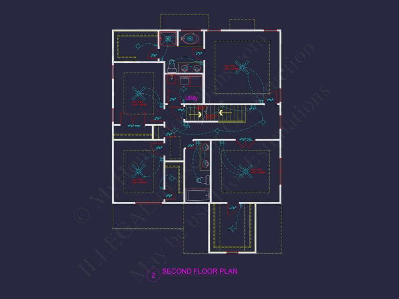 Modern Craftsman house Floor Plan: 4 Bedrooms, 2.5 Baths