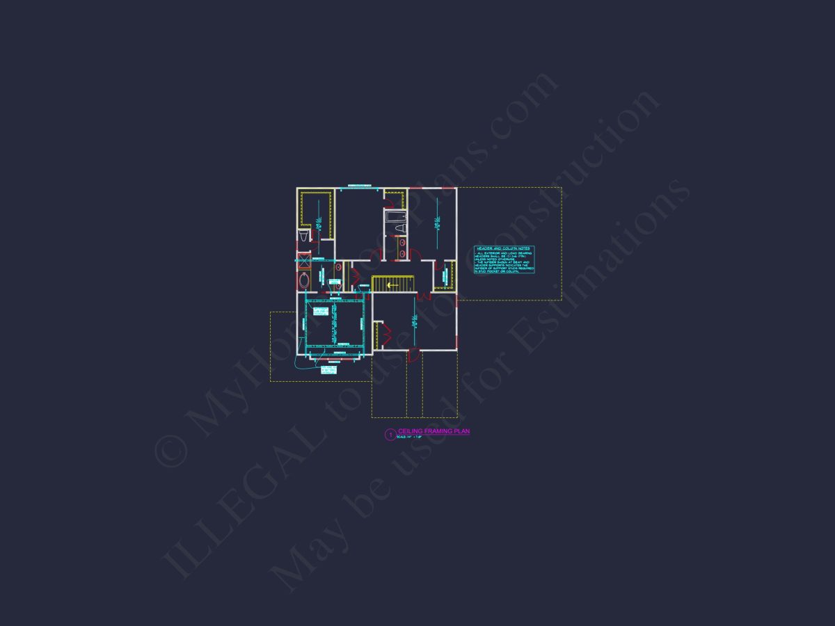 Modern Craftsman house Floor Plan: Detailed CAD & Blueprint Designs