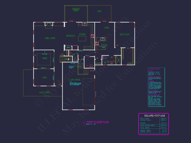 Modern Craftsman house Floor Plan: Detailed CAD & Blueprint Designs
