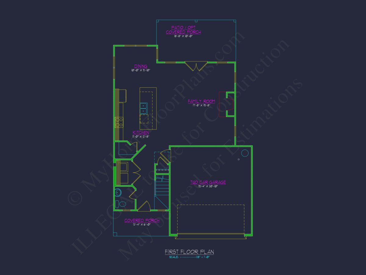 Modern Craftsman house Floor Plan with 2-Story Design and CAD