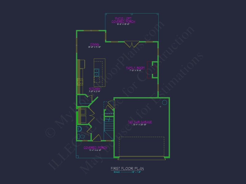 Modern Craftsman house Floor Plan with 2-Story Design and CAD