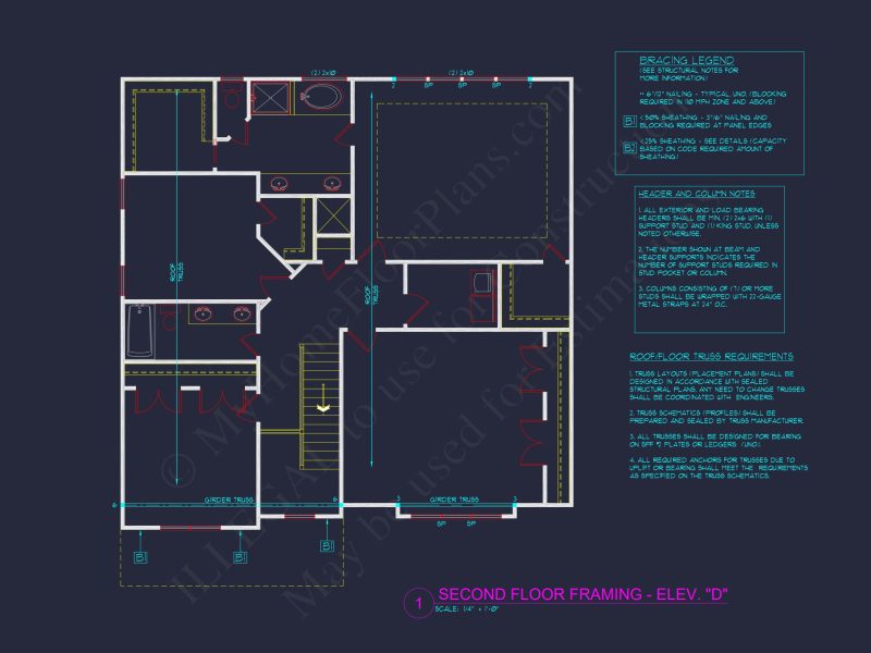 Modern Craftsman house Floor Plan with 4 Bedrooms & Bonus