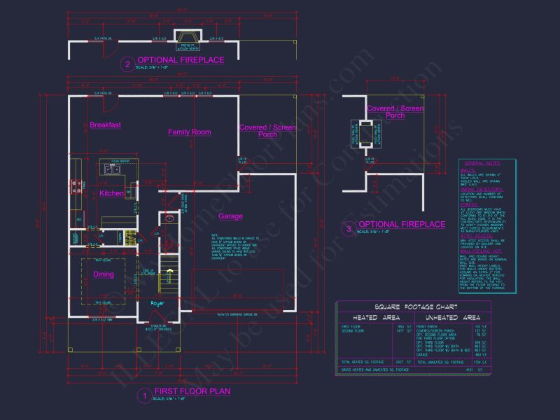 Modern Craftsman house Floor Plan with 4 Bedrooms & Bonus