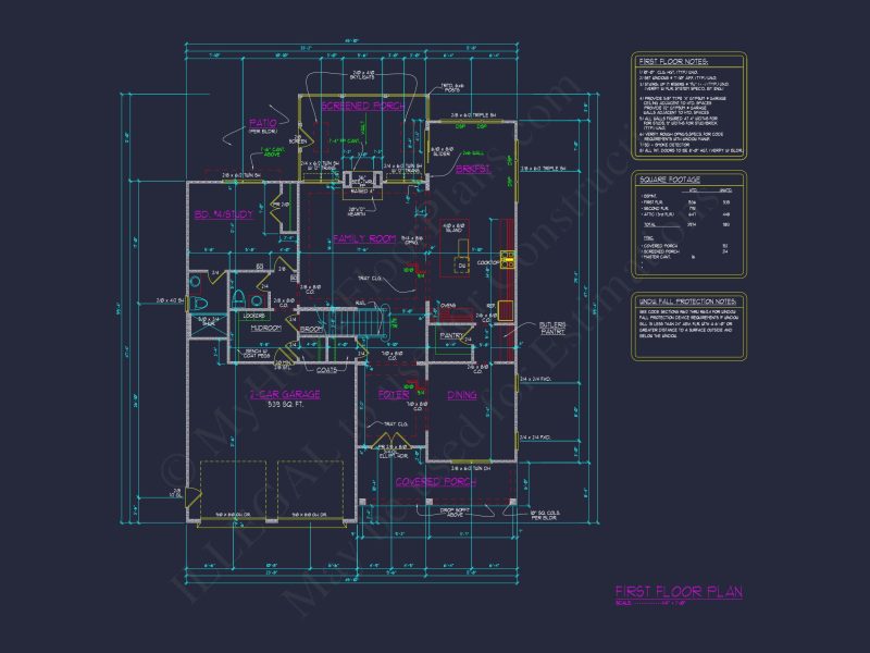 Modern Craftsman house Floor Plan with CAD Designs & Blueprints
