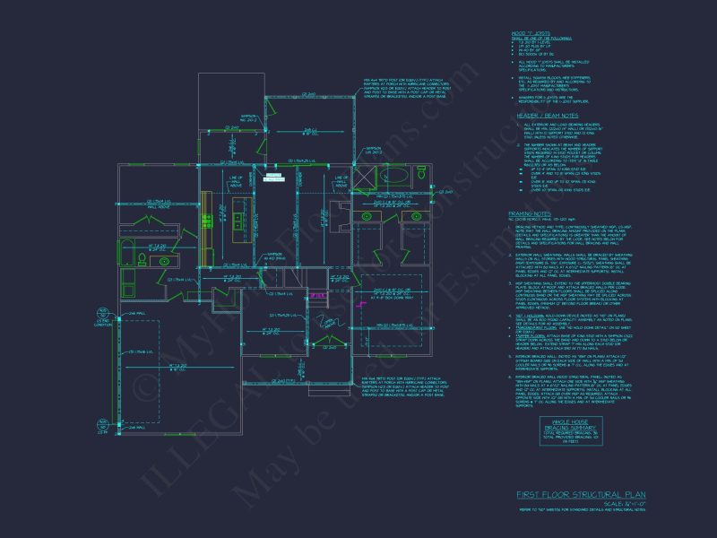 Modern Craftsman house Floor Plan with CAD Designs and Blueprint