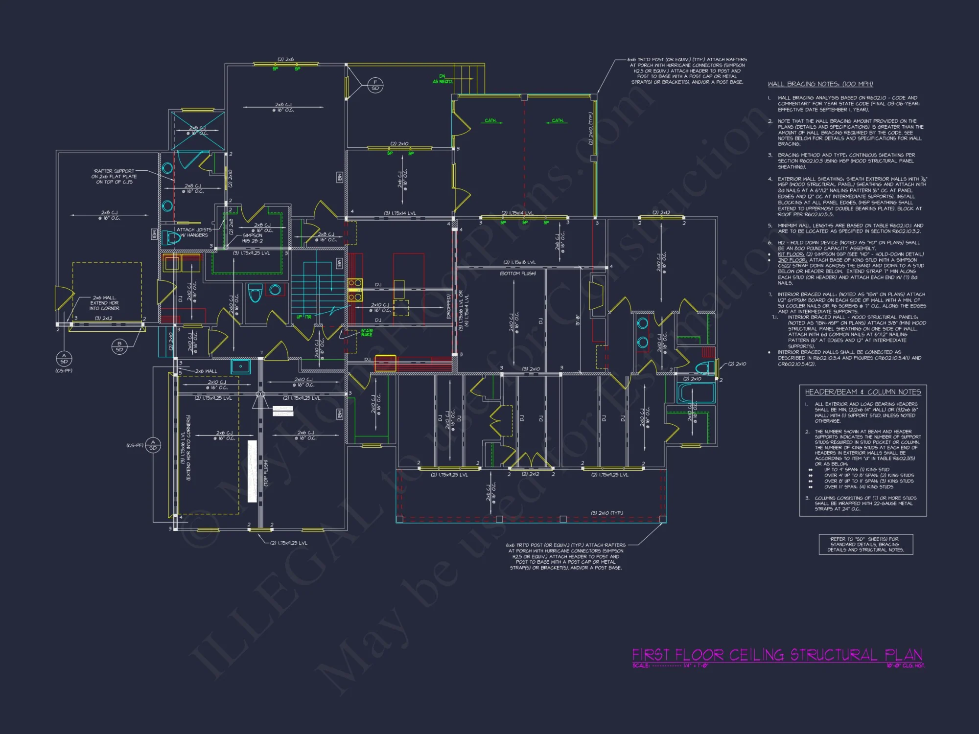 Modern Craftsman house Floor Plan with Detailed Architecture