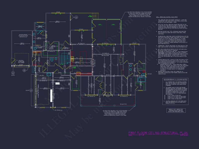 Modern Craftsman house Floor Plan with Detailed Architecture