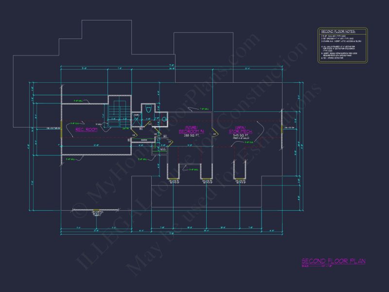 Modern Craftsman house Floor Plan with Detailed Architecture