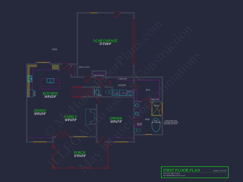 Modern Craftsman house Floor Plan with Detailed Blueprint Designs