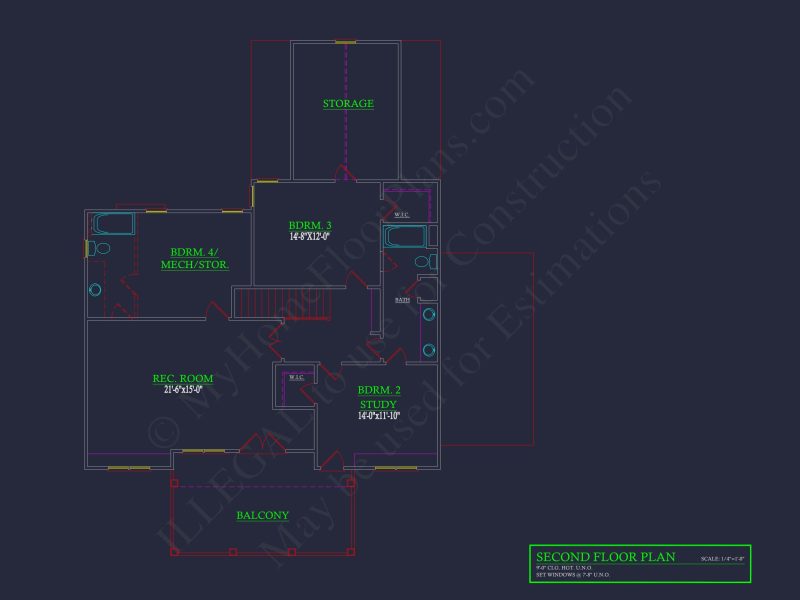 Modern Craftsman house Floor Plan with Detailed Blueprint Designs