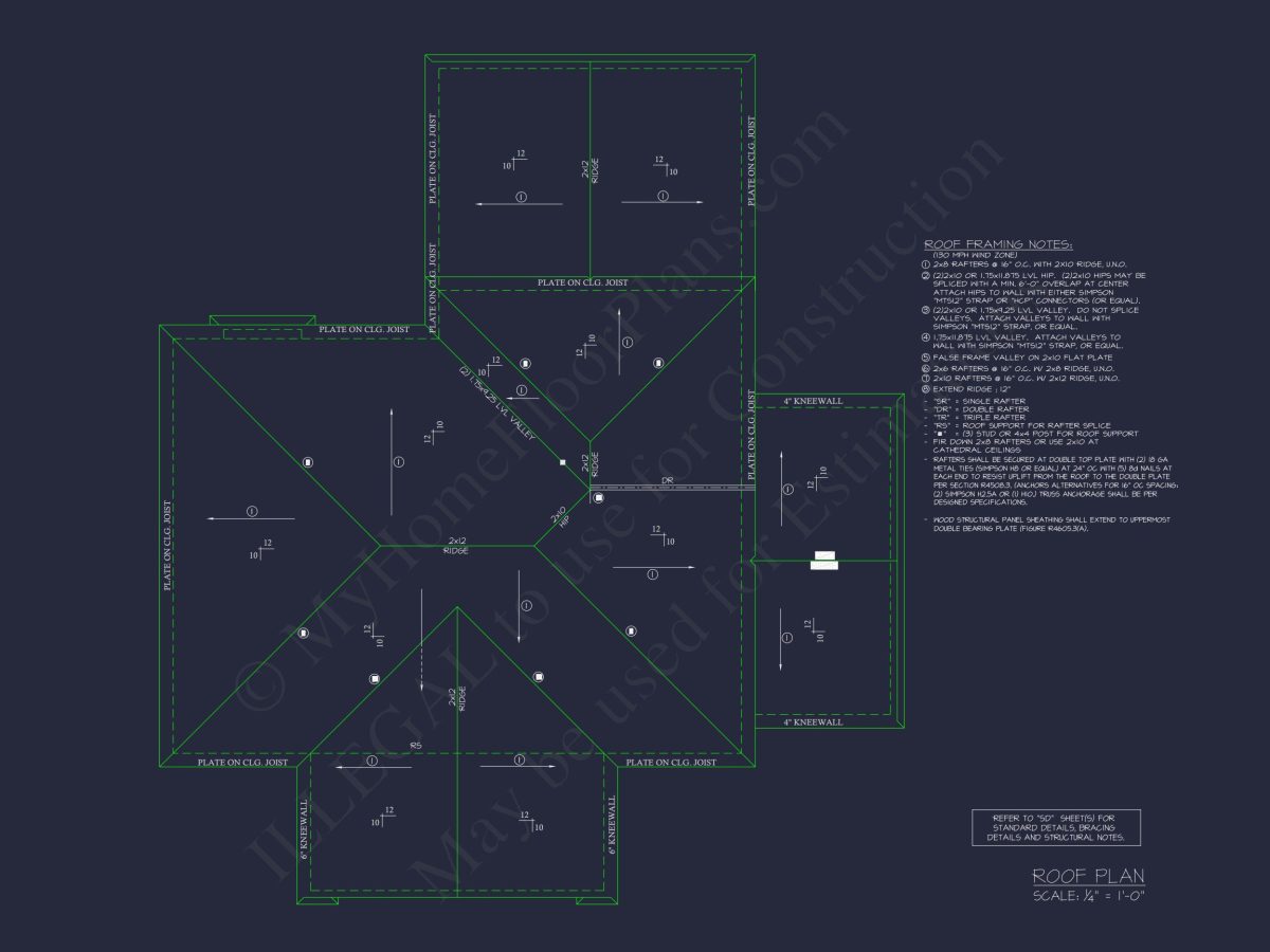Modern Craftsman house Floor Plan with Detailed Blueprint Designs