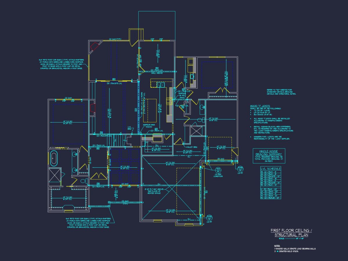 Modern Craftsman house Floor Plan with Detailed CAD Designs