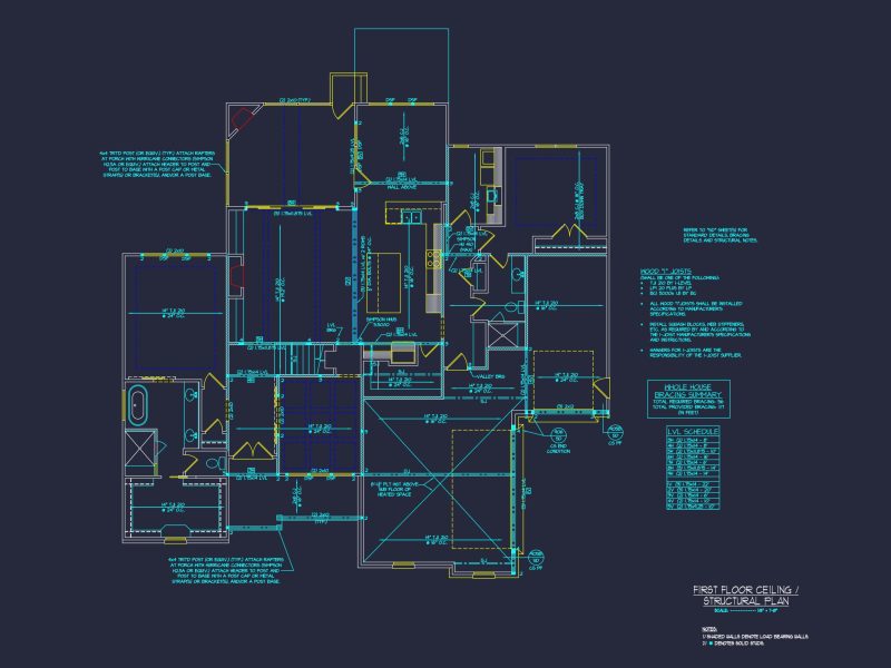 Modern Craftsman house Floor Plan with Detailed CAD Designs