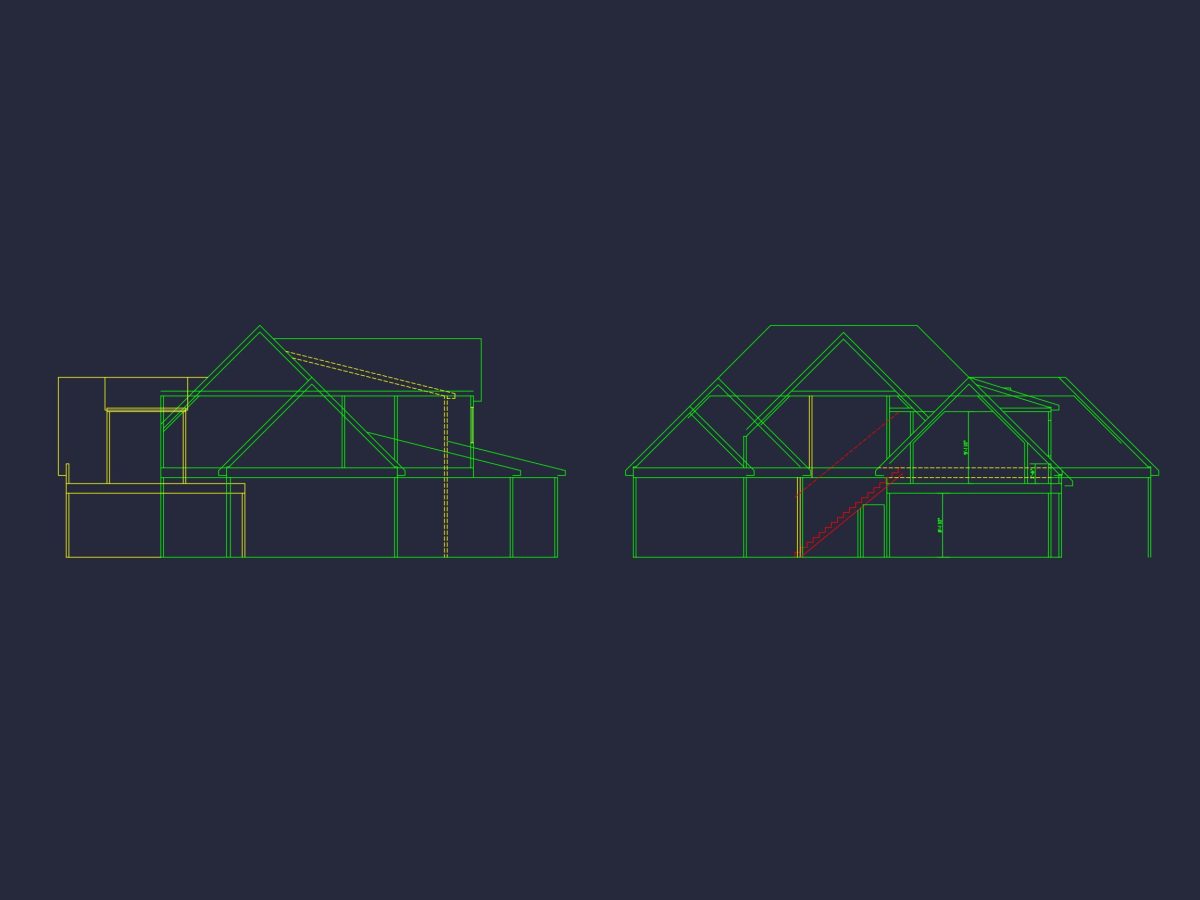 Modern Craftsman house Floor Plan with Detailed CAD Designs