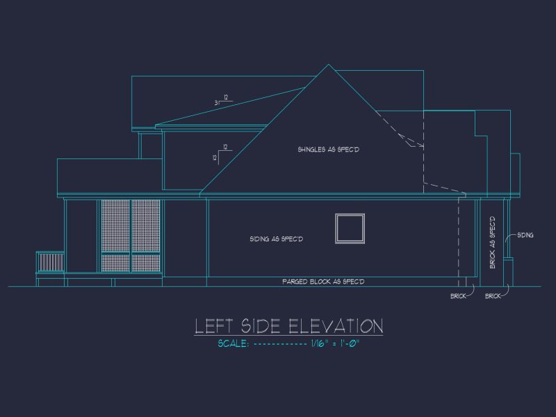 Modern Craftsman house Floor Plan with Detailed CAD Designs