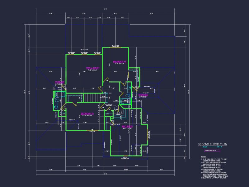 Modern Craftsman house Floor Plan with Detailed CAD Designs