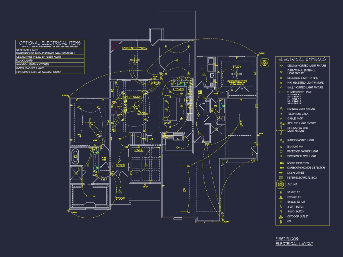 Modern Craftsman house Floor Plan with Detailed CAD Designs