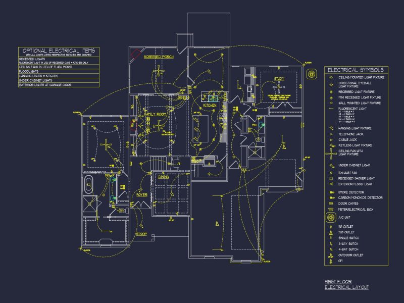 Modern Craftsman house Floor Plan with Detailed CAD Designs