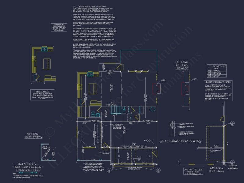 Modern Craftsman house Plan: 2-Story CAD Blueprint with Details