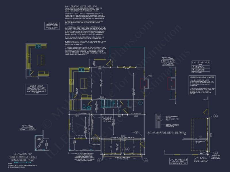 Modern Craftsman house Plan: 2-Story CAD Blueprint with Details