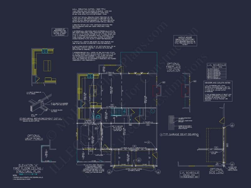 Modern Craftsman house Plan: 2-Story CAD Blueprint with Details