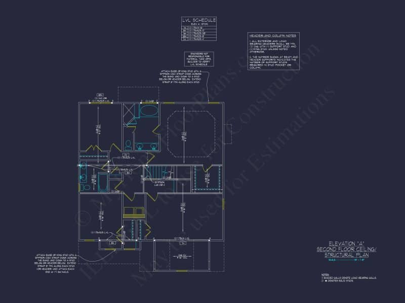 "2-story modern craftsman house plan CAD blueprint with detailed architectural specifications"