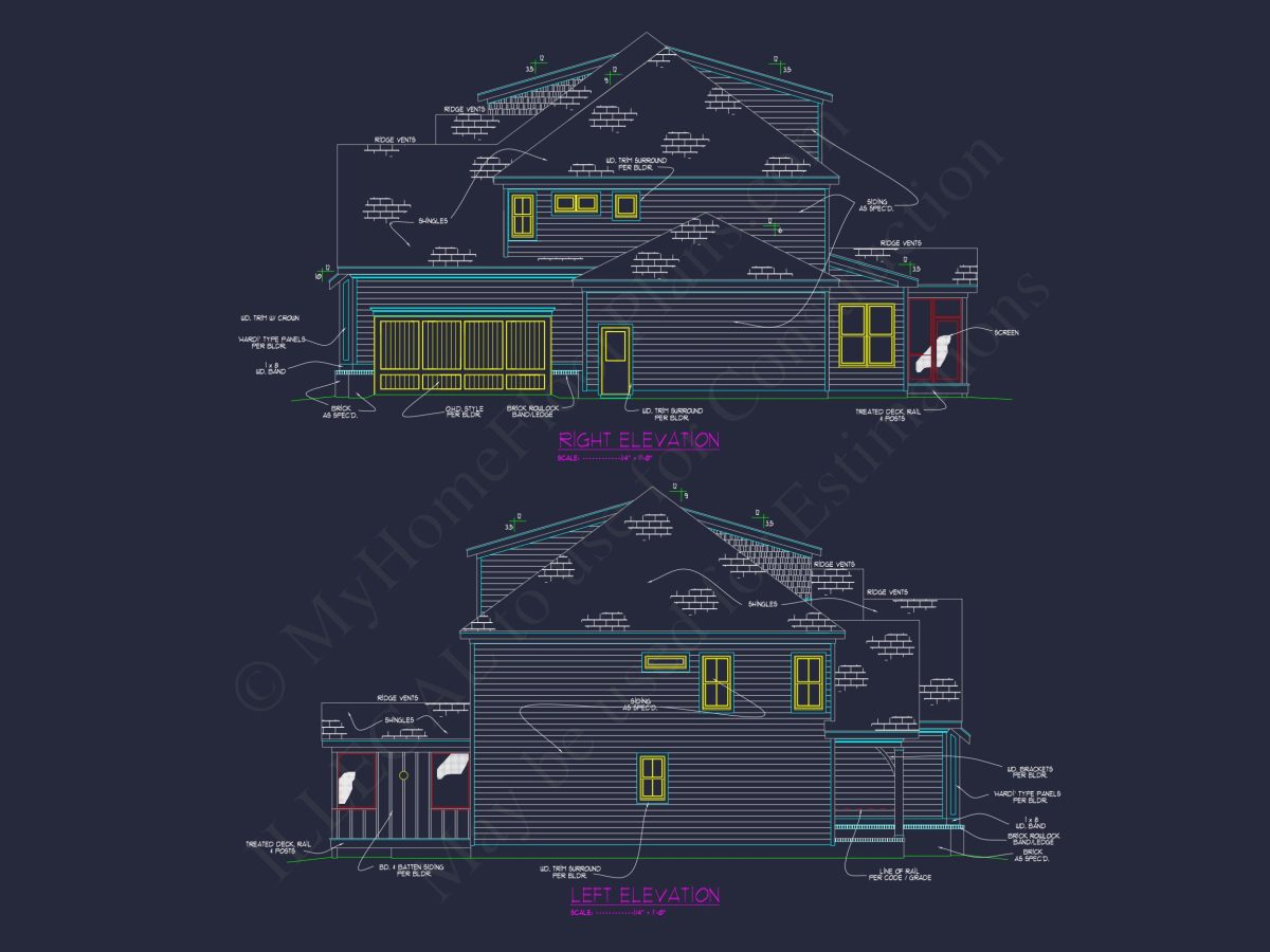 Modern Craftsman house Plan - 3, 978 Sq. Ft., 4 Beds, 2.5-Story