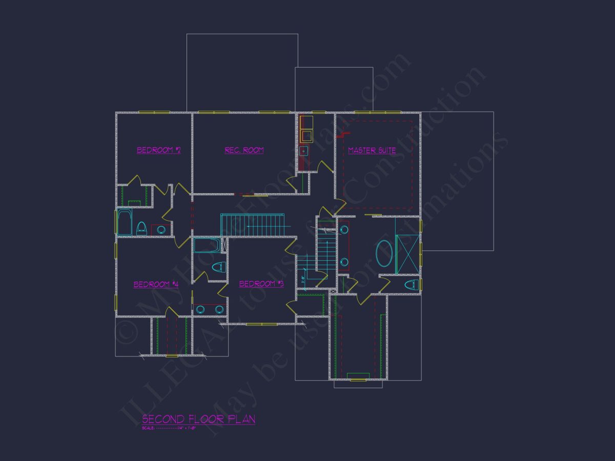 Modern Craftsman house Plan - 3, 978 Sq. Ft., 4 Beds, 2.5-Story