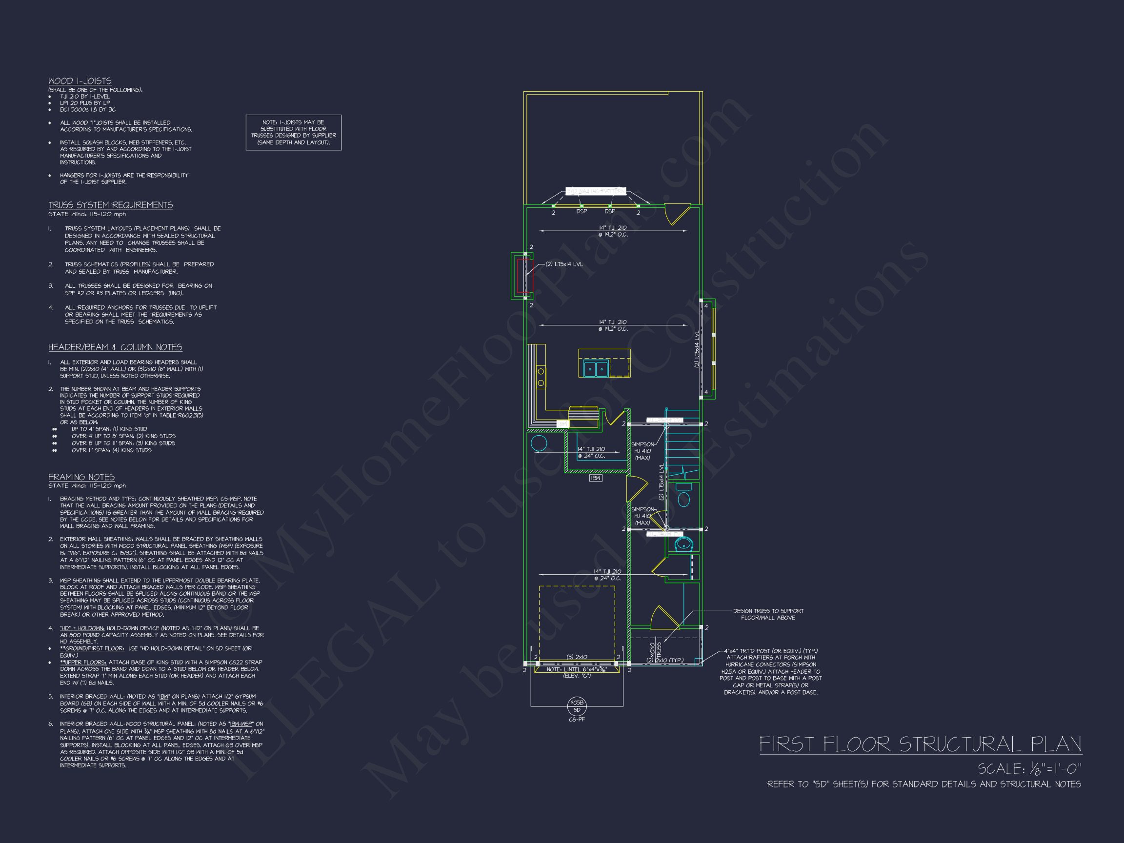 Modern Craftsman Home Plan - Architectural CAD Designs