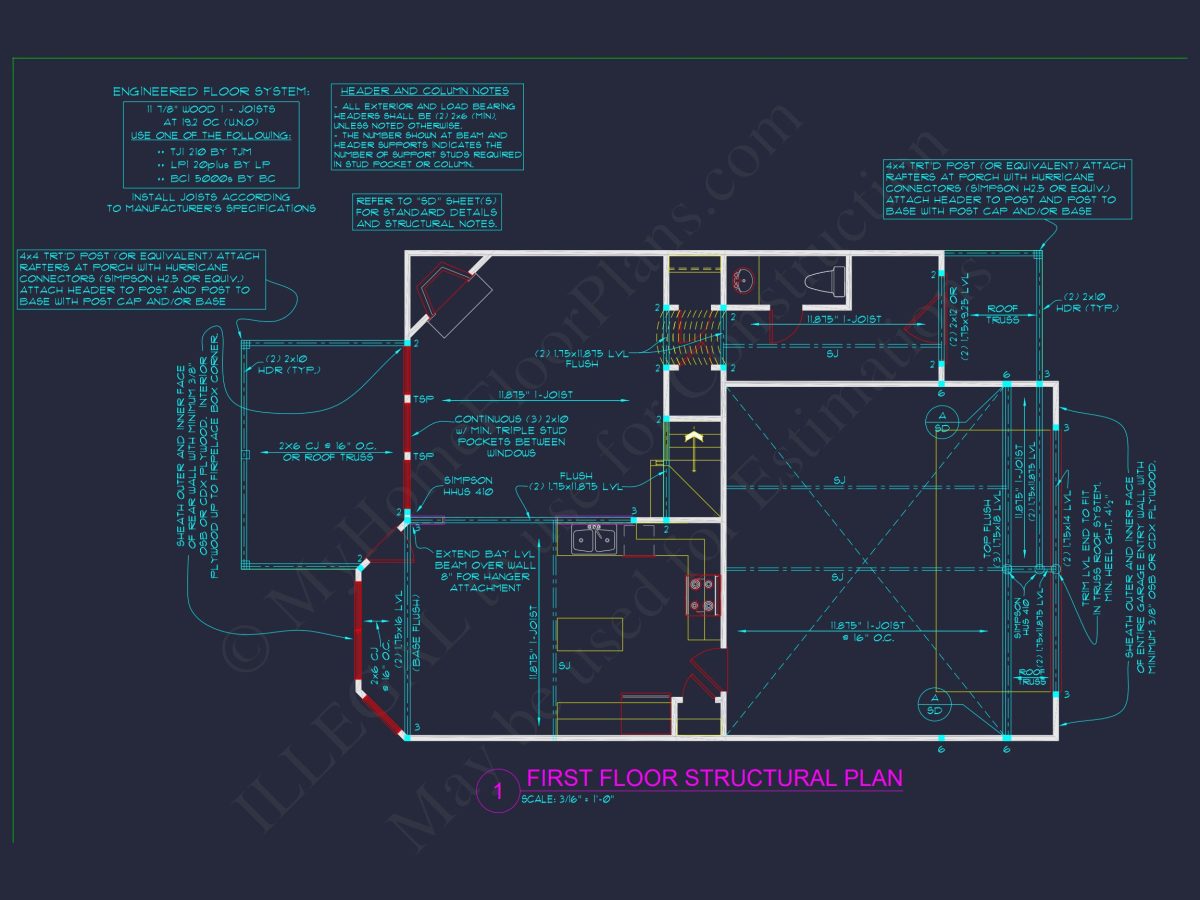 Modern Craftsman house Plan & CAD Architecture Blueprint