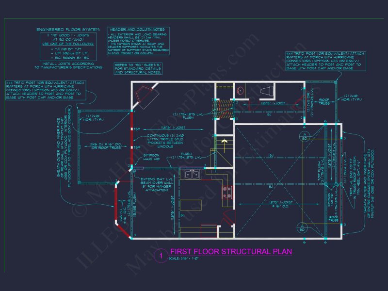 Modern Craftsman house Plan & CAD Architecture Blueprint