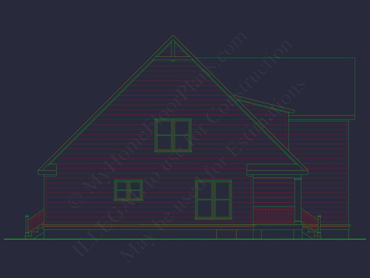 Modern Craftsman house Plan: CAD Blueprint with Floor Designs