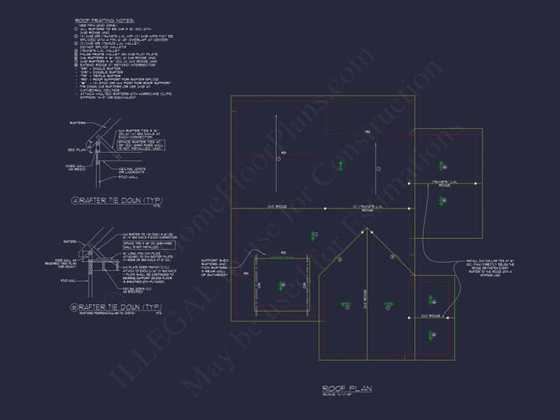 Modern Craftsman house Plan: CAD Blueprint with Floor Designs