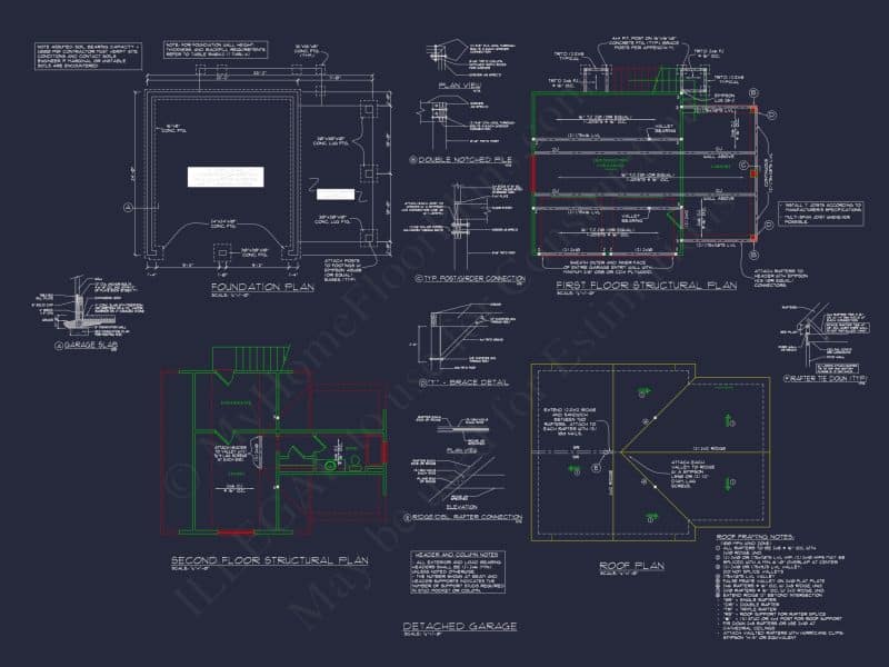 Modern Craftsman house Plan: CAD Blueprint with Floor Designs