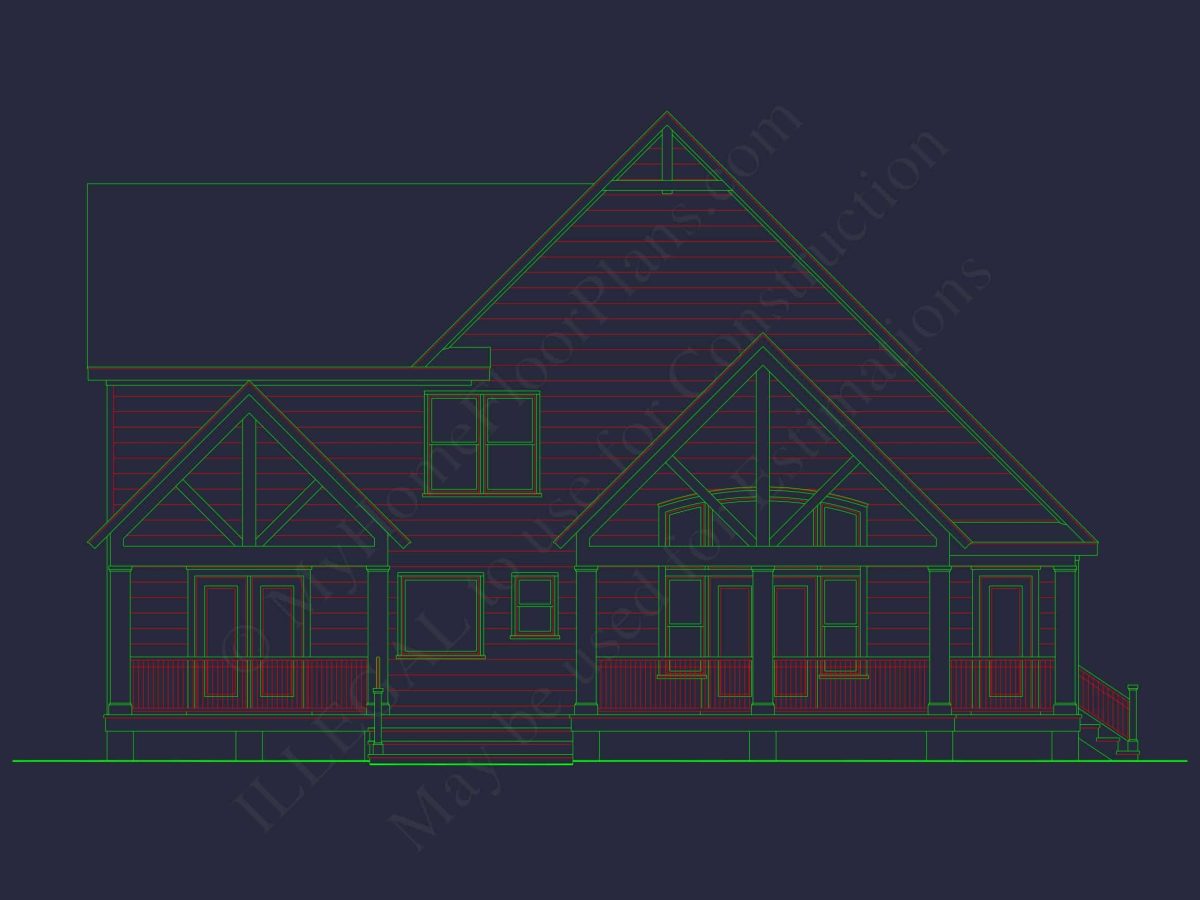 Modern Craftsman house Plan: CAD Blueprint with Floor Designs