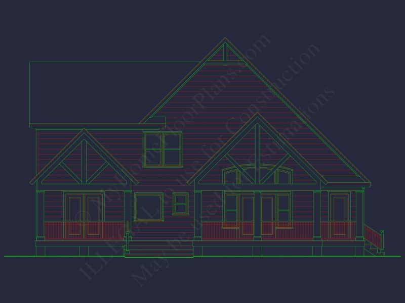 Modern Craftsman house Plan: CAD Blueprint with Floor Designs