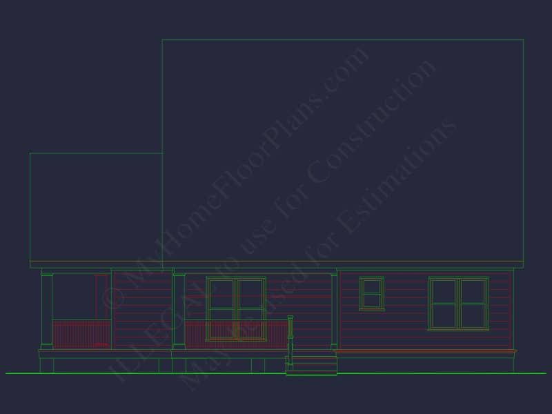 Modern Craftsman house Plan: CAD Blueprint with Floor Designs
