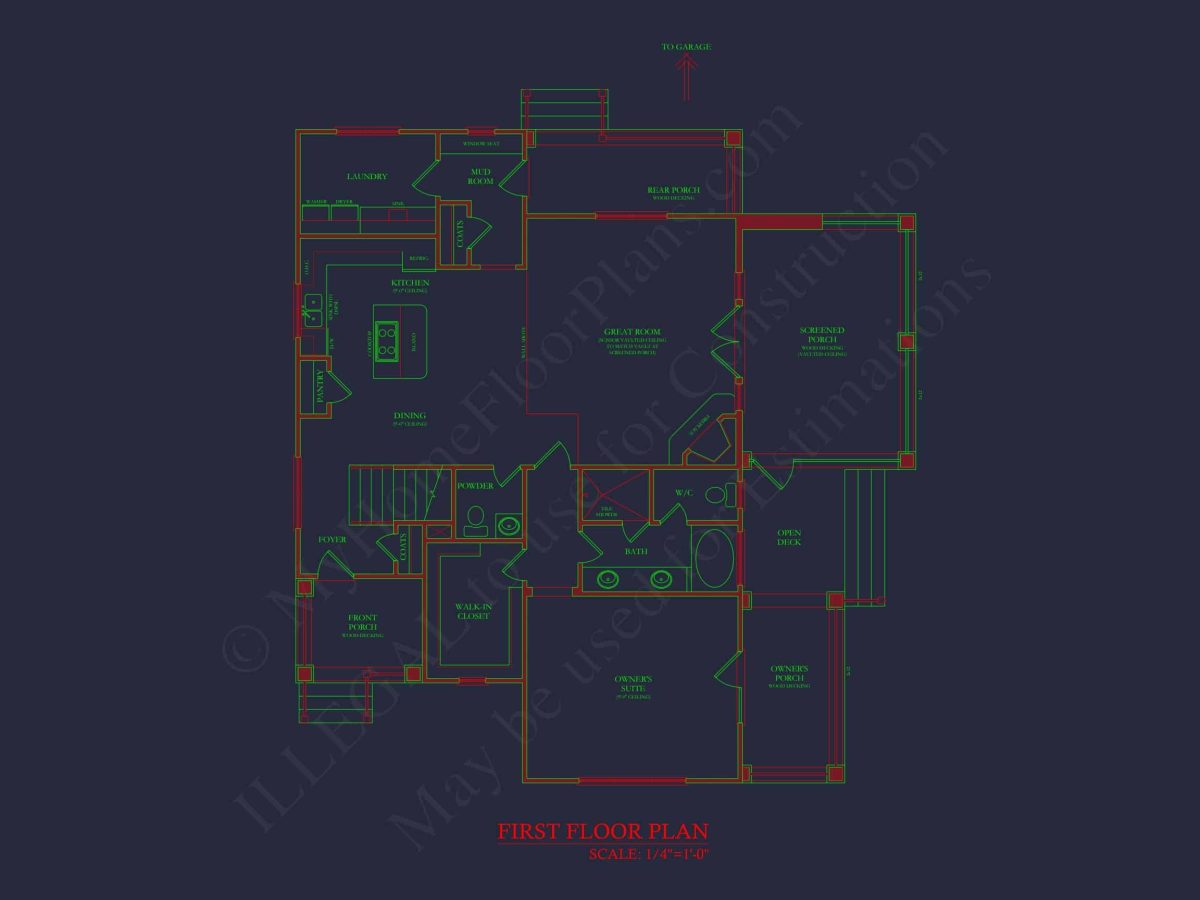 Modern Craftsman house Plan: CAD Blueprint with Floor Designs