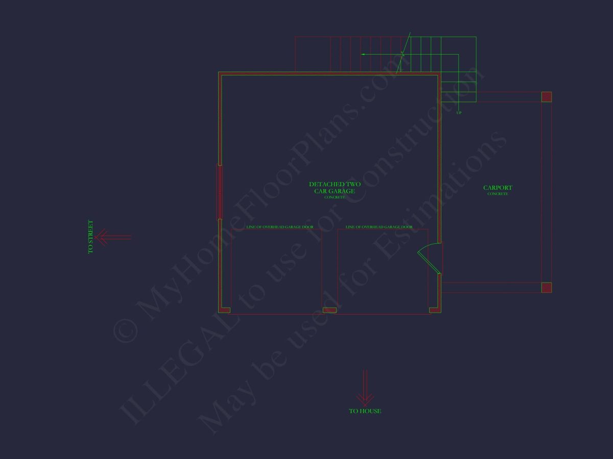 Modern Craftsman house Plan: CAD Blueprint with Floor Designs