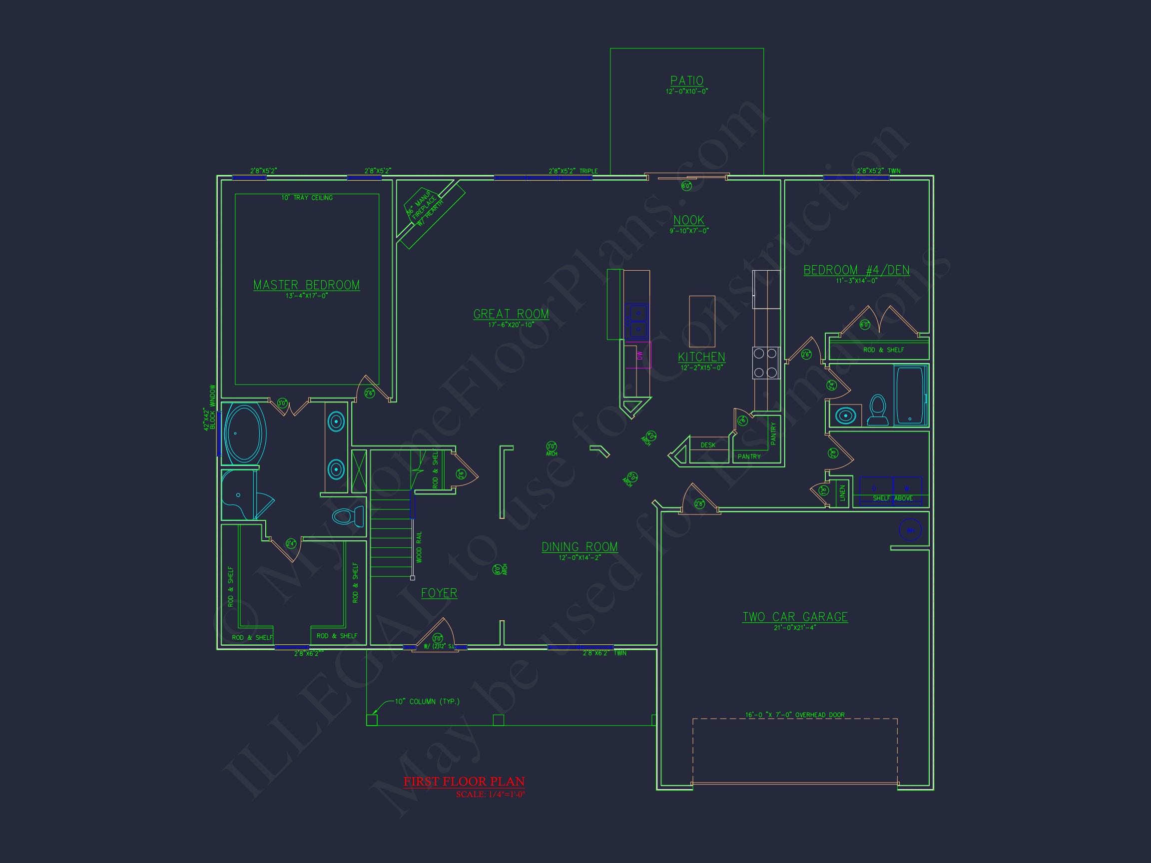 Modern Craftsman Home Plan - Detailed Floor Plan and CAD Design