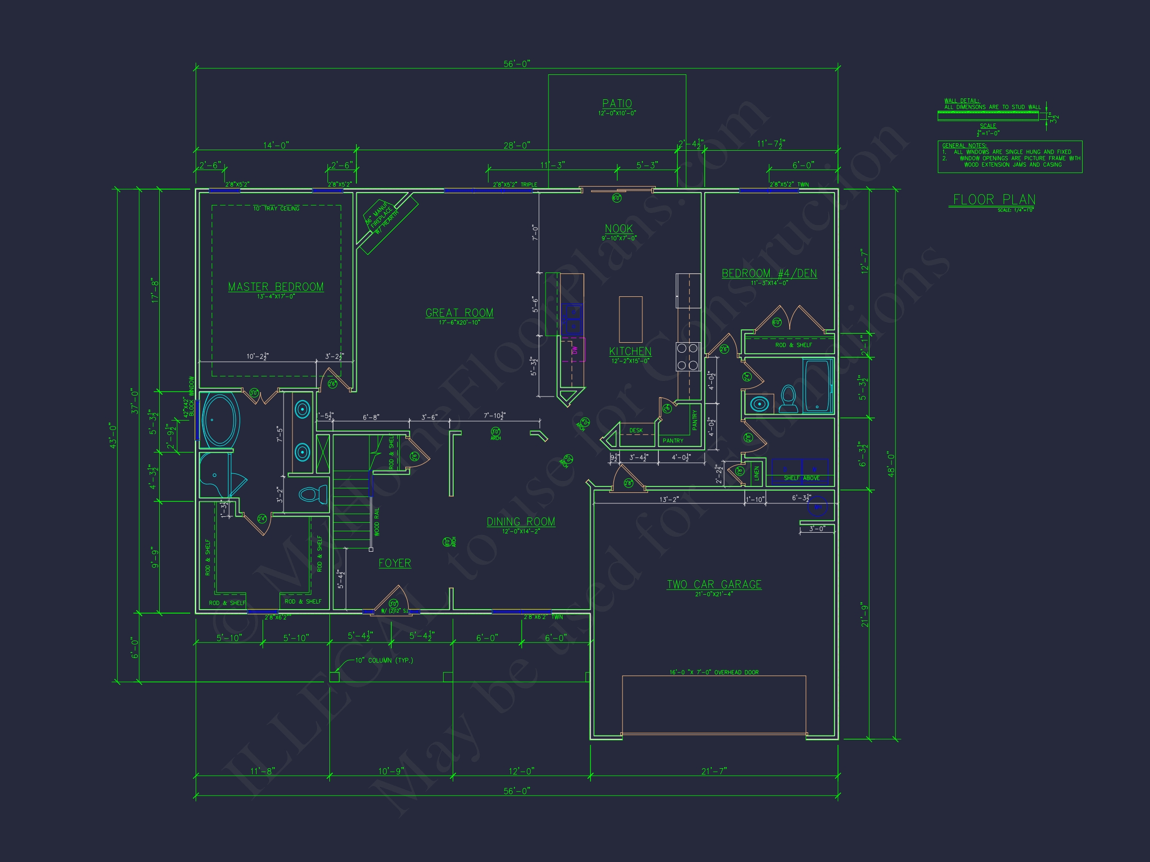 Modern Craftsman Home Plan - Detailed Floor Plan and CAD Design